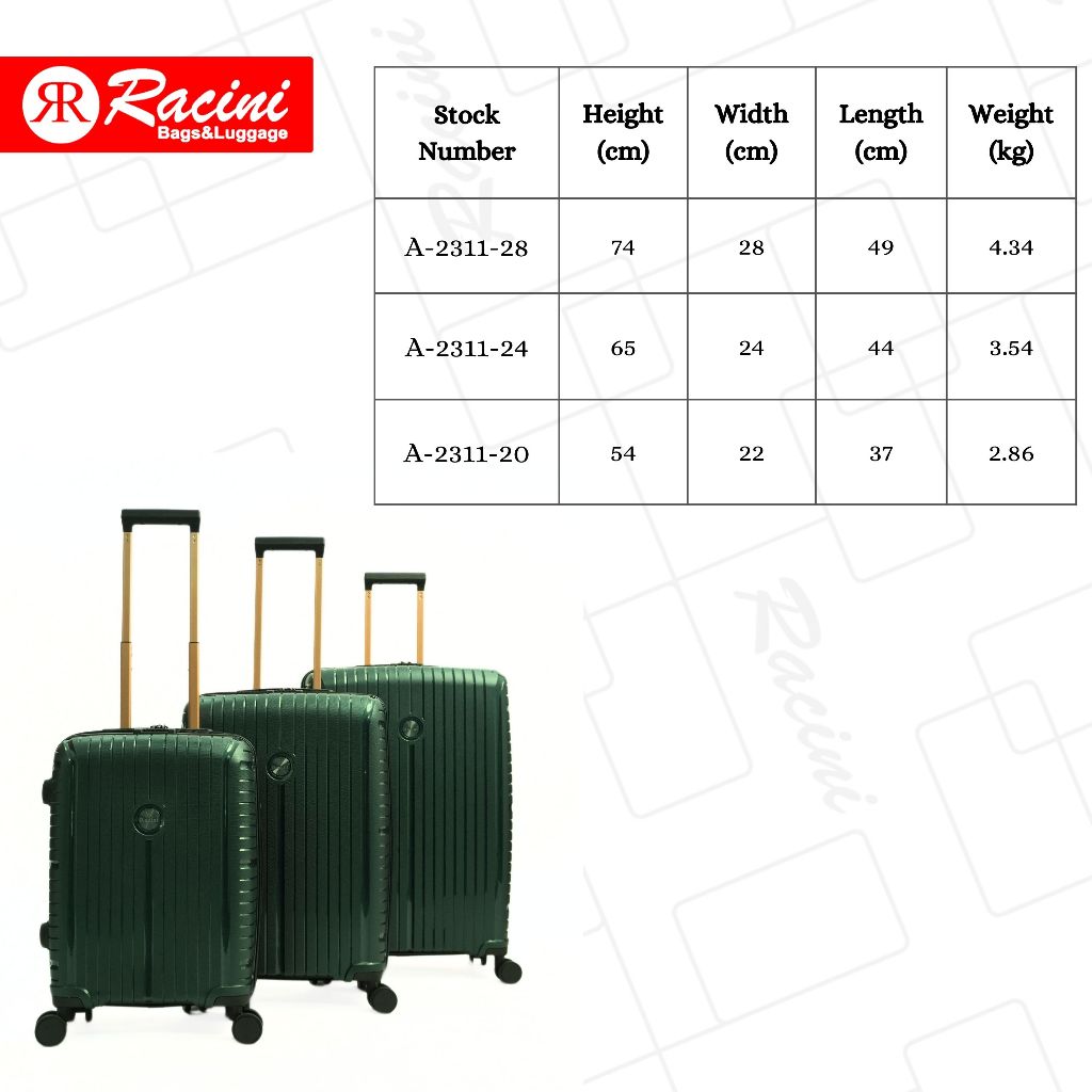 Racini A-2311 Series Lightweight Fashion Travel Luggage - 20/24/28 Inch ...