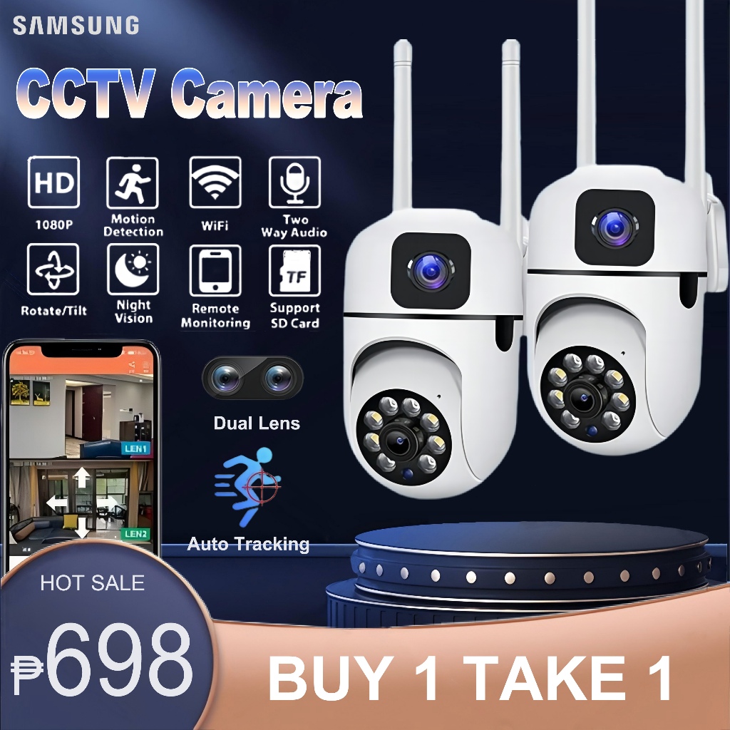 BUY 1 TAKE 1 V380 Pro CCTV Camera Dual Len Connect Cellphone 1080P HD ...
