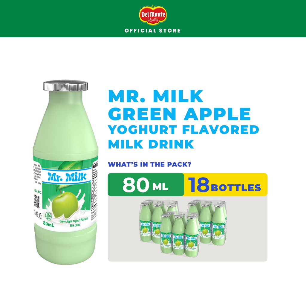 Del Monte Mr. Milk Green Apple Yoghurt Flavored Drink 80ml 18pcs ...