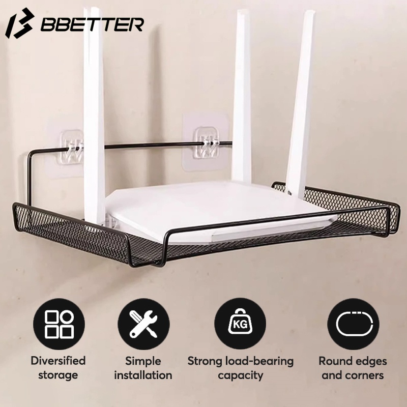 PunchFree Wall Mounted Holder Wifi Router Shelf SetTop Box Bracket