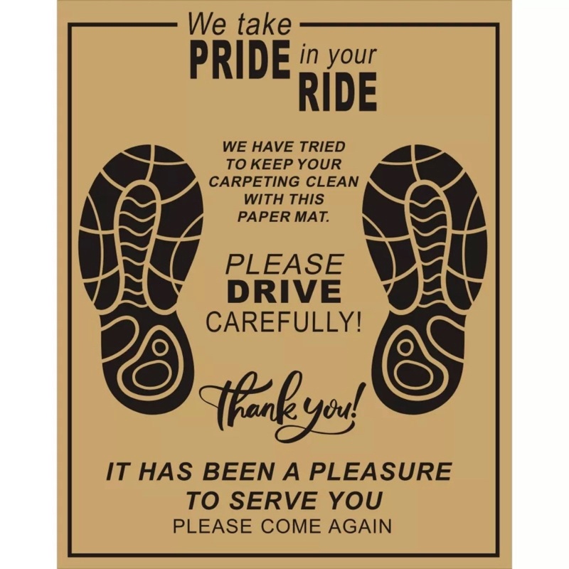 100500 PCS Paper Foot Mat for carwash auto repair detailing. 16 x 20