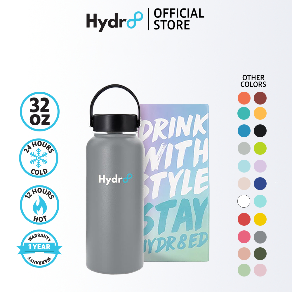 Hydr8 32oz Gray Wide Mouth Vacuum Insulated Flask Stainless Water ...