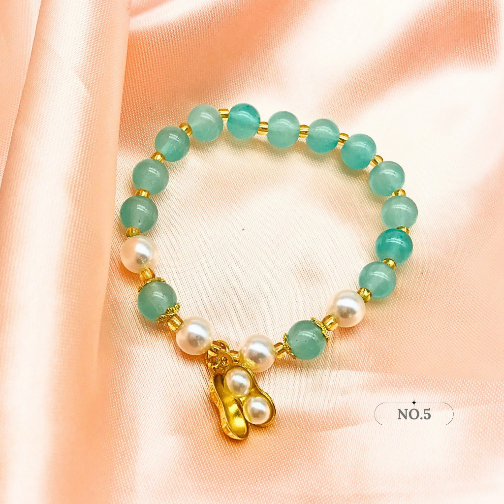 GnG 】Lucky Charm Bracelet Peanut and Pearl Design Wrist Chain Bracelet ...