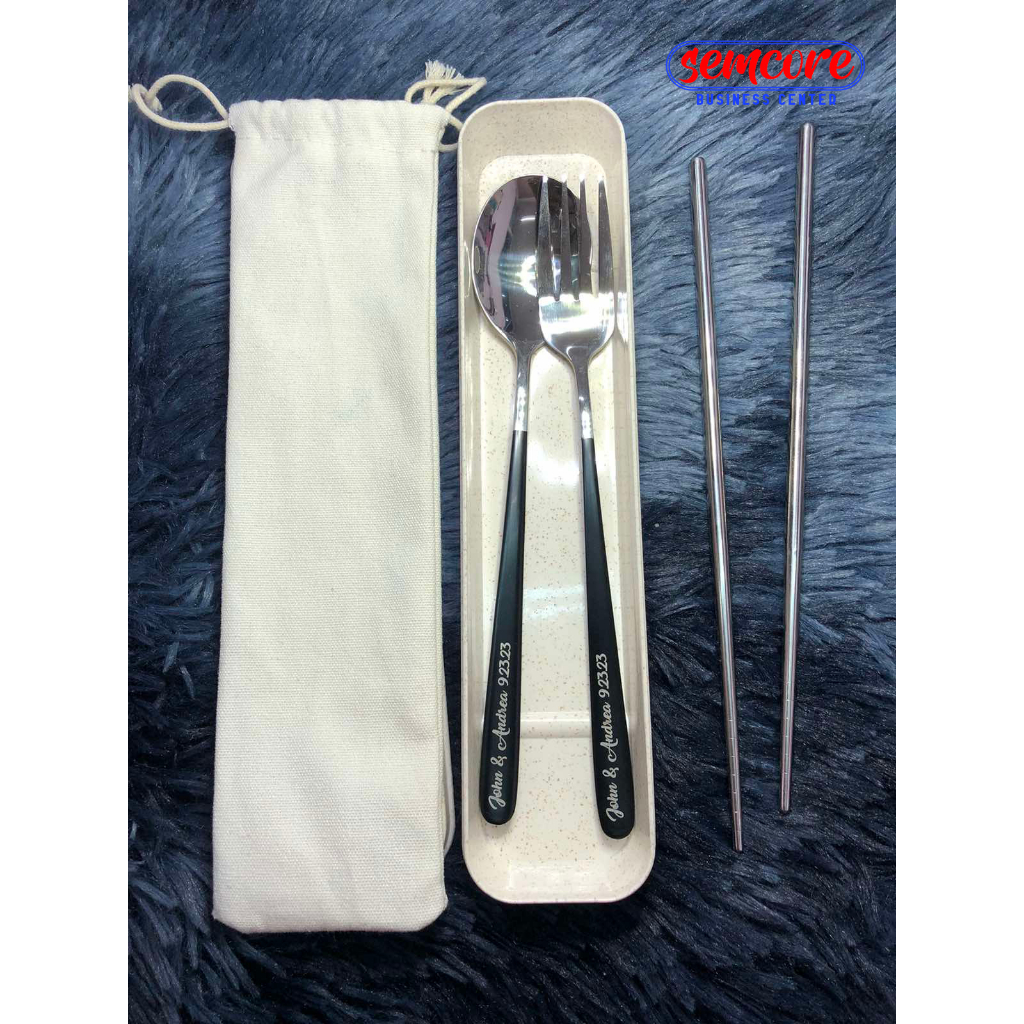 Personalized Laser Engraved Cutlery Set Shopee Philippines