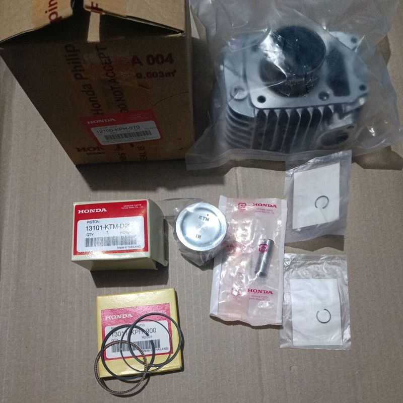 Honda genuine Cylinder block,Piston,piston ring,Pin,clip set for Wave 125,XRM 125 carb. Shopee