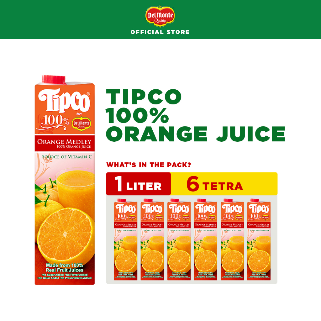 TIPCO 100 Orange Medley Fruit Juice with 3 Type of Oranges High