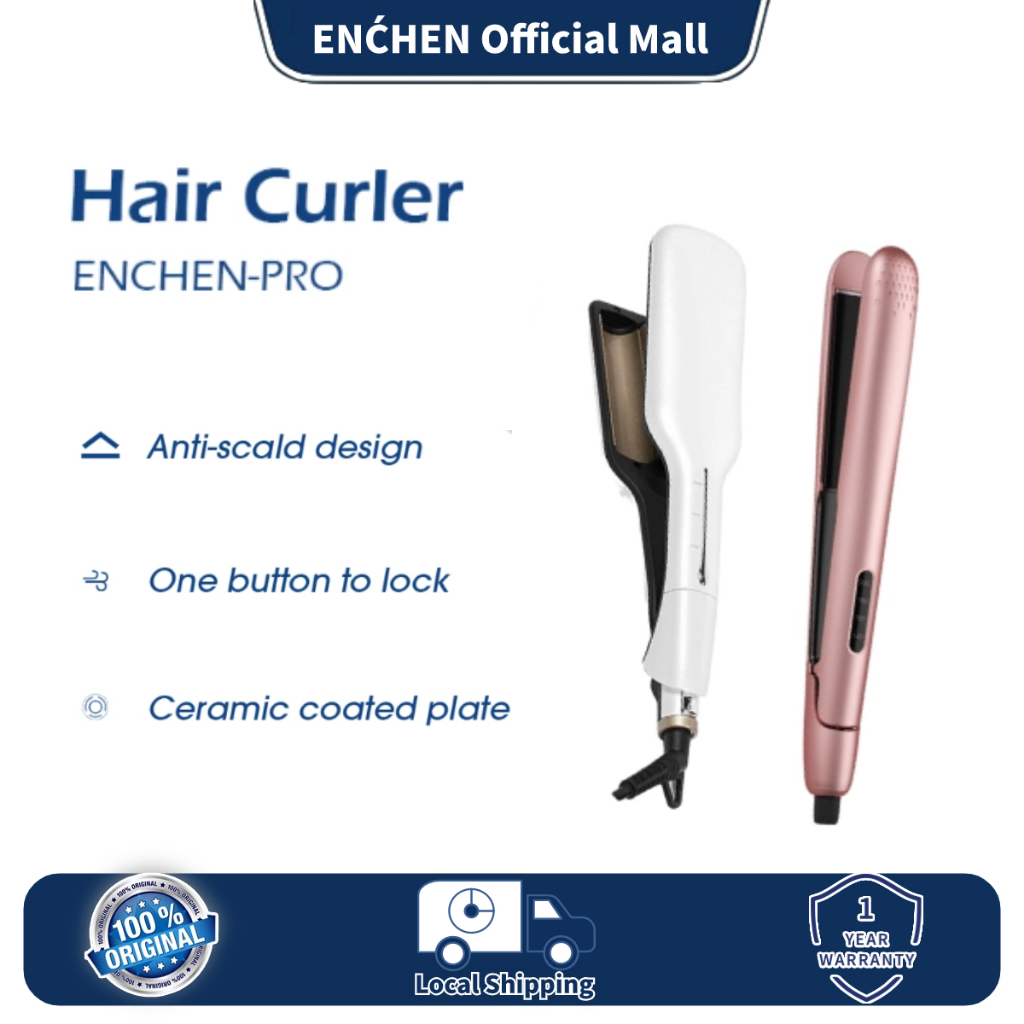 ENCHEN 2In1 Hair Straightener Curler Ceramic Flat Iron Straightening