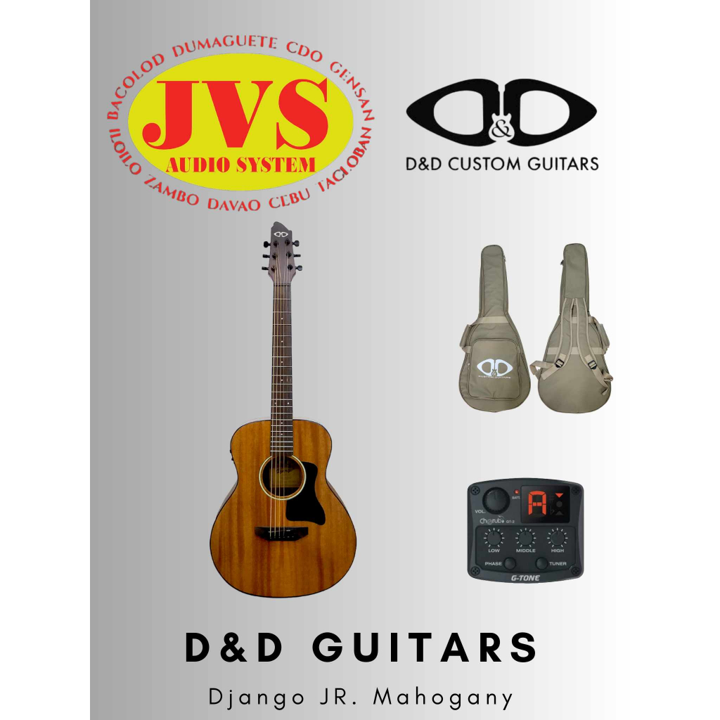 D&D Django Jr. GT-2 Pickup Mahogany and Spruce Acoust Guitar With Free ...