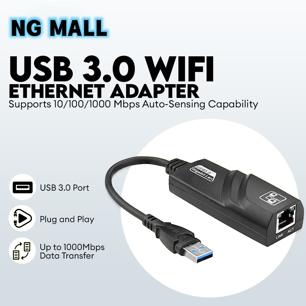 NG USB 3.0 Gigabit LAN Driverless USB to RJ45 Cable Converter 10/100 ...