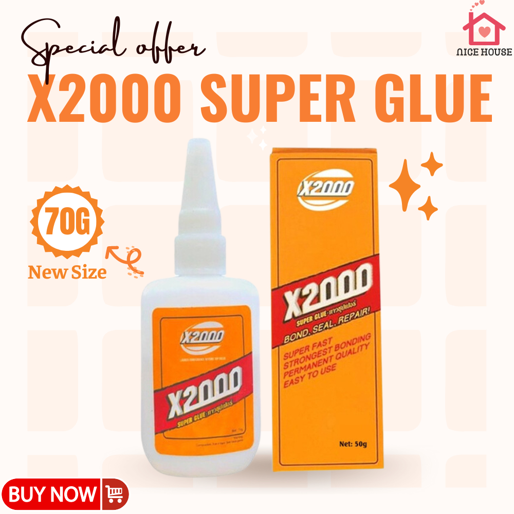 Super glue x2000 sticks to all materials, plastic glue, glass, wood