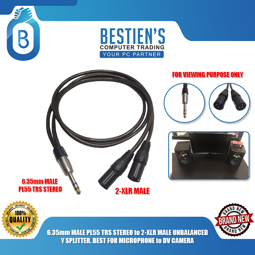 thumbnail image 2 of B05B 6.5ft 3.5mm Stereo To Dual XLR Male Unbalanced Splitter Cable – OFC – Ghentauido 2 of 6