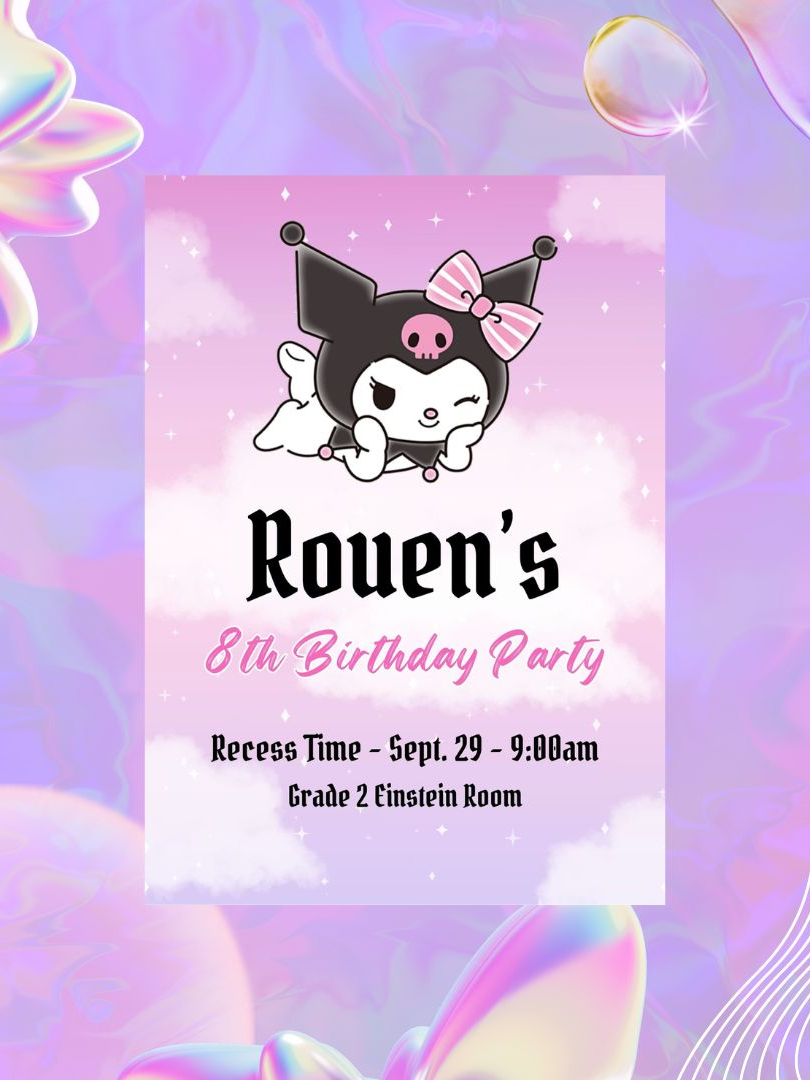 Kuromi Themed Birthday Invitation Personalized Free Layout | Shopee ...