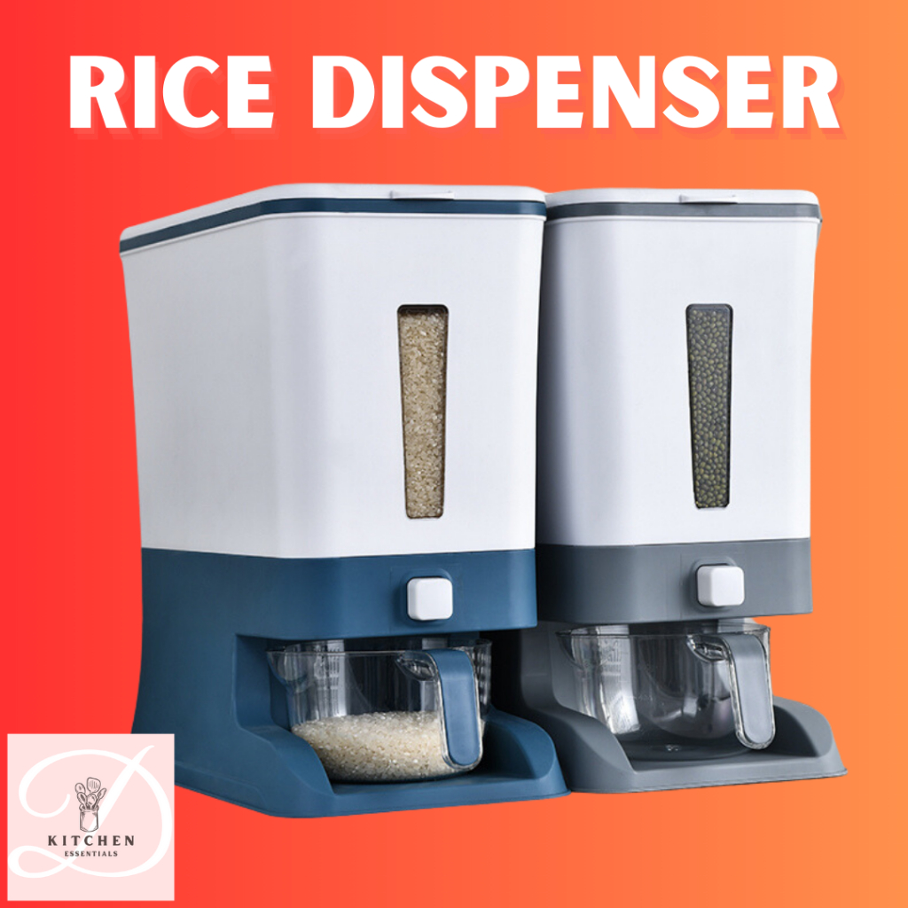 D'KITCHEN ESSENTIALS 8kg Rice Dispenser Measuring Cup Whole Grains Storage Kitchen Storage Box