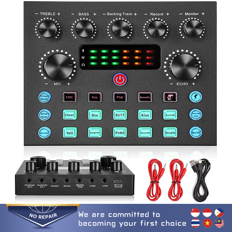 V8 Sound Card Audio Interface BLUETOOTH USB Live Broadcast Mic Sound