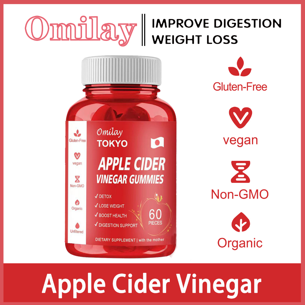 Omilay Organic Apple Cider Vinegar Gummies Weight Loss Gummy Vitamin B12 Slimming Detox Gummy