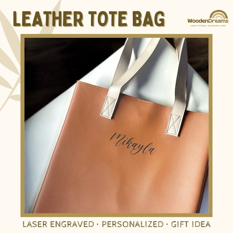 Personalized Vegan Leather Marikina Made Tote Bag / Laptop Bag