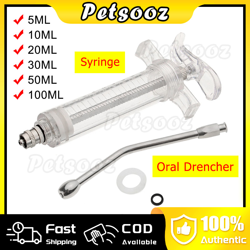 10/100ML Fiber glass syringe Heavy duty syringe for piglet cow goat ...