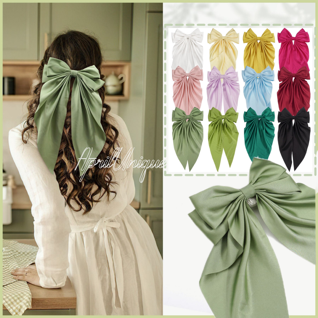 Korean Version Elegant Silk Big Bowknot Hair Clip Sweet Girl Hairpins