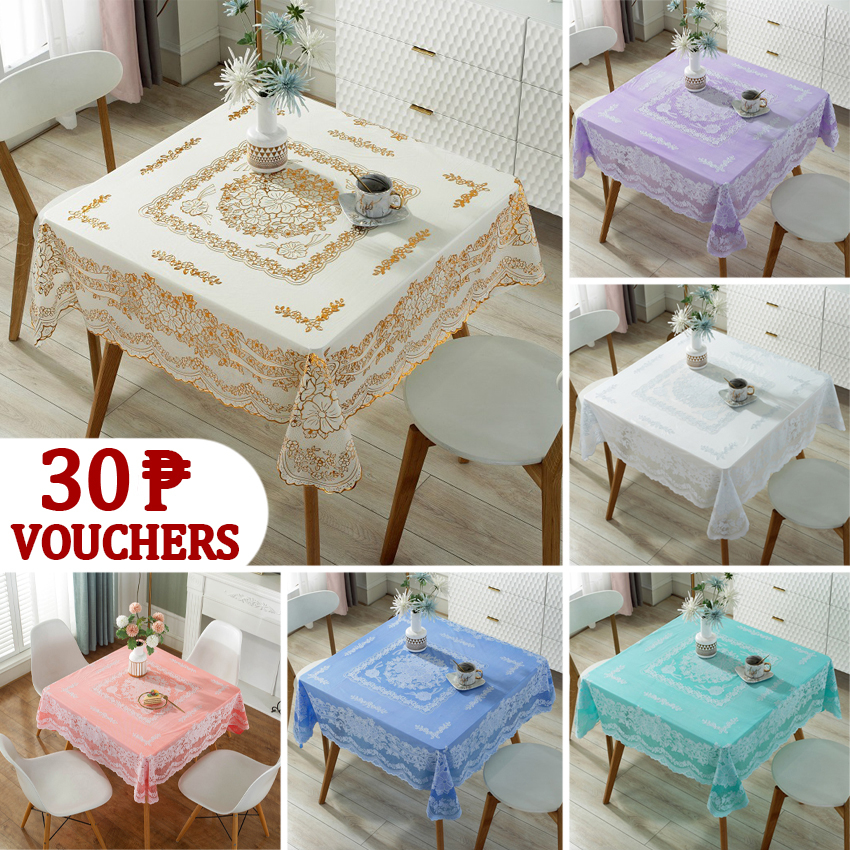 4/6 Seater Square Tablecloth White Waterproof Table Cloth Mantle Table