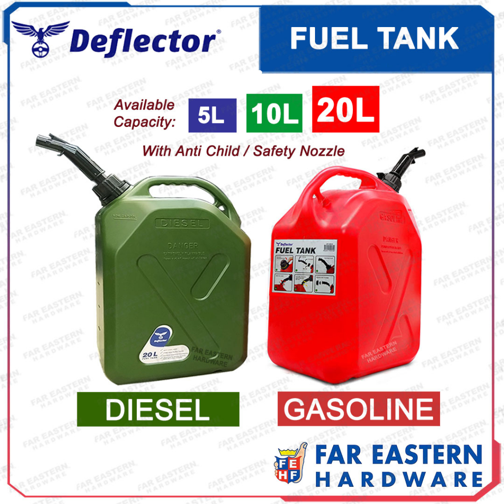 DEFLECTOR Fuel Tank Gas Can Diesel Gasoline HDPE w/ Antichild/Safety