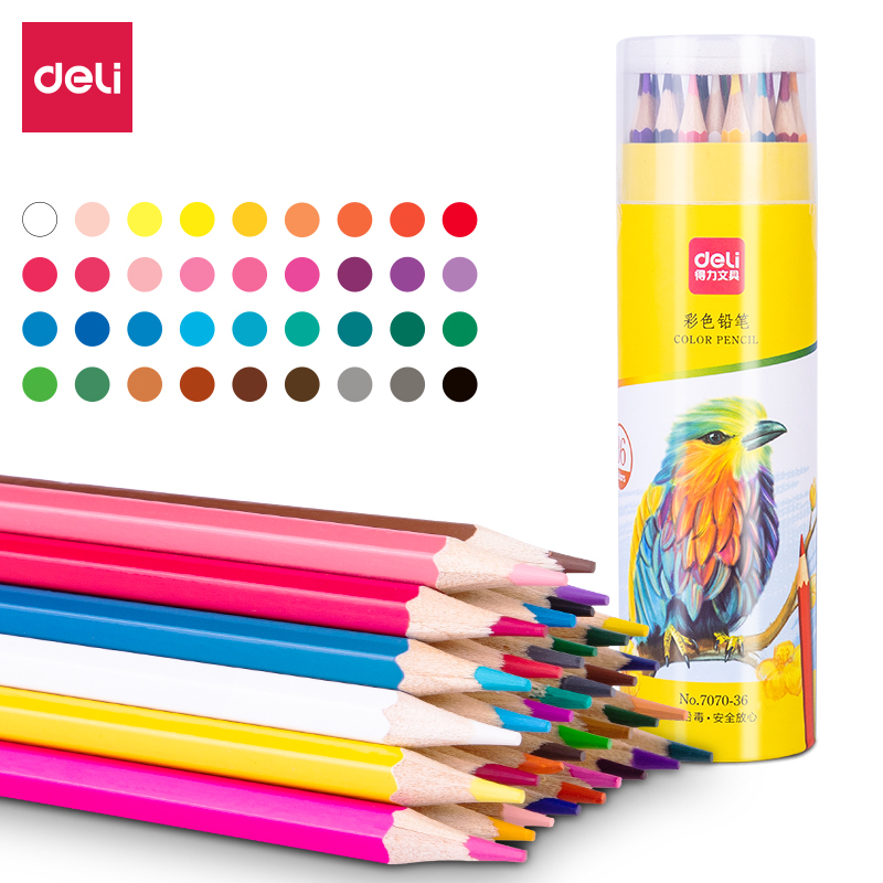 Deli 12/24/36 Colors Pencils Set Colored Pencil Drawing Pens Art