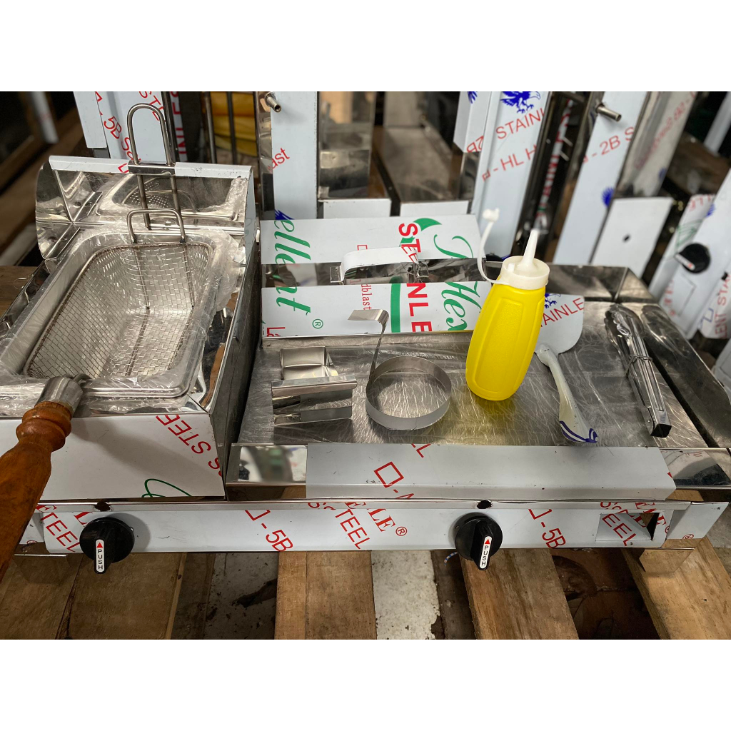 12x16 2 in 1 Stainless Burger Griller/Griddle/Grill with Deep Fryer