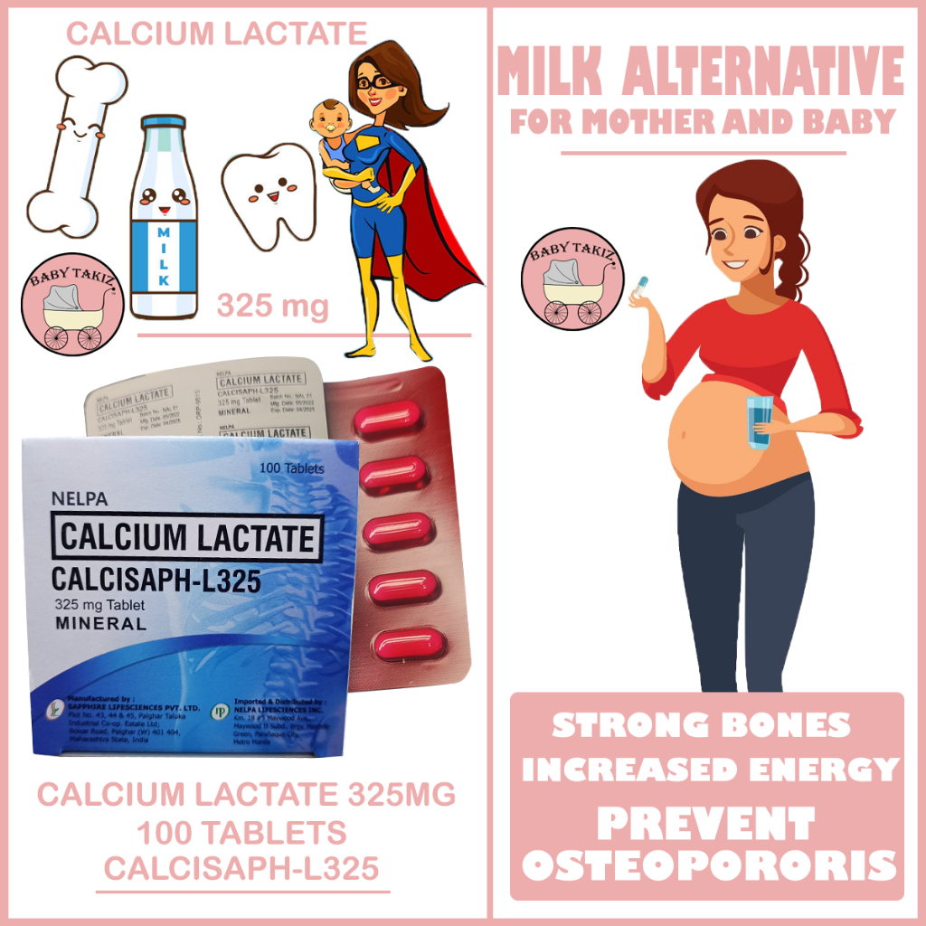Calcium Lactate 325mg 100 tablets (Calcium Supplements for Pregnant and