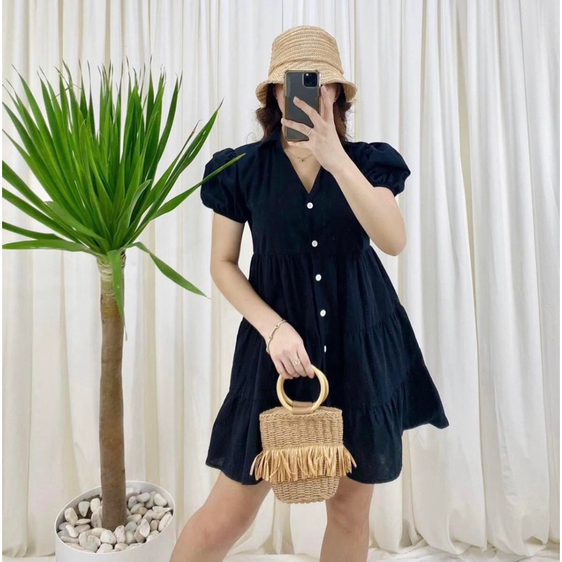 Button down outlet dress shopee