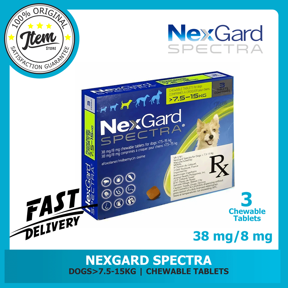 NEXGARD SPECTRA 7.5-15KG (3 CHEWABLE TABLET) | Shopee Philippines