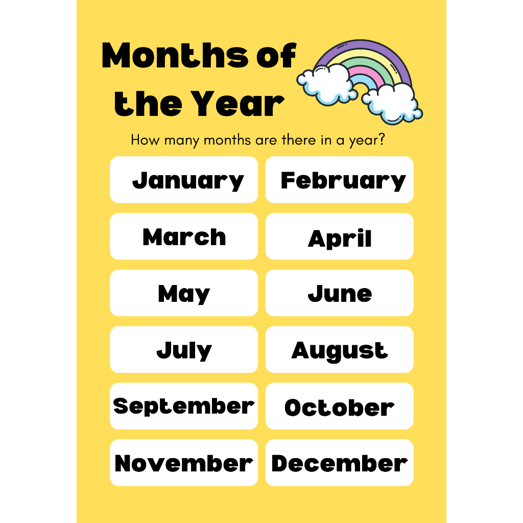 MONTHS OF THE YEAR LAMINATE IN A4 SIZE | Shopee Philippines