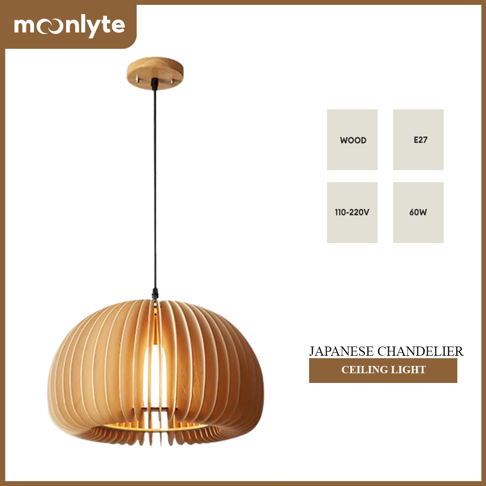 MOONLYTE [ FREE BULB ] Creative Lights | Japanese Pumpkin Wood ...