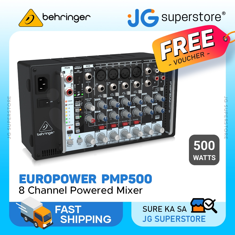 Behringer EuroPower PMP500MP3 500W 8-Channel Powered Mixer w/ MP3