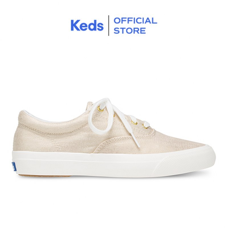 Keds Anchor Metallic Linen Women s Sneakers Natural Gold WF58145 Shopee Philippines