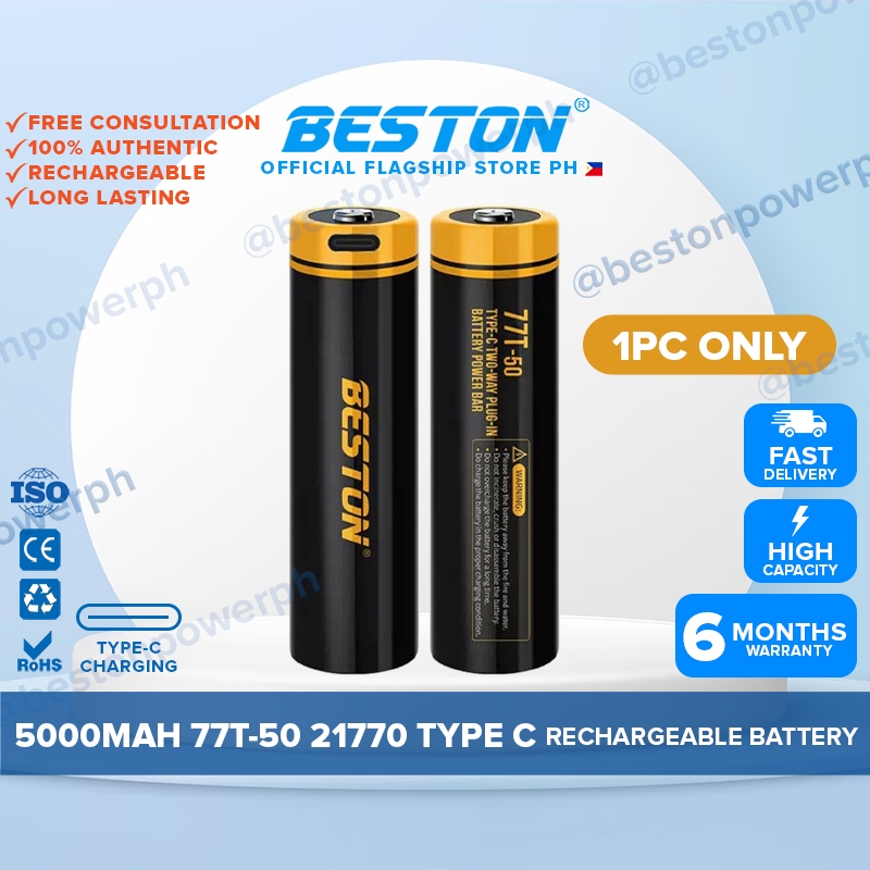 Beston 1pc 21770 77T-50 Type C 5000mah Li-ion Rechargeable Battery Two ...