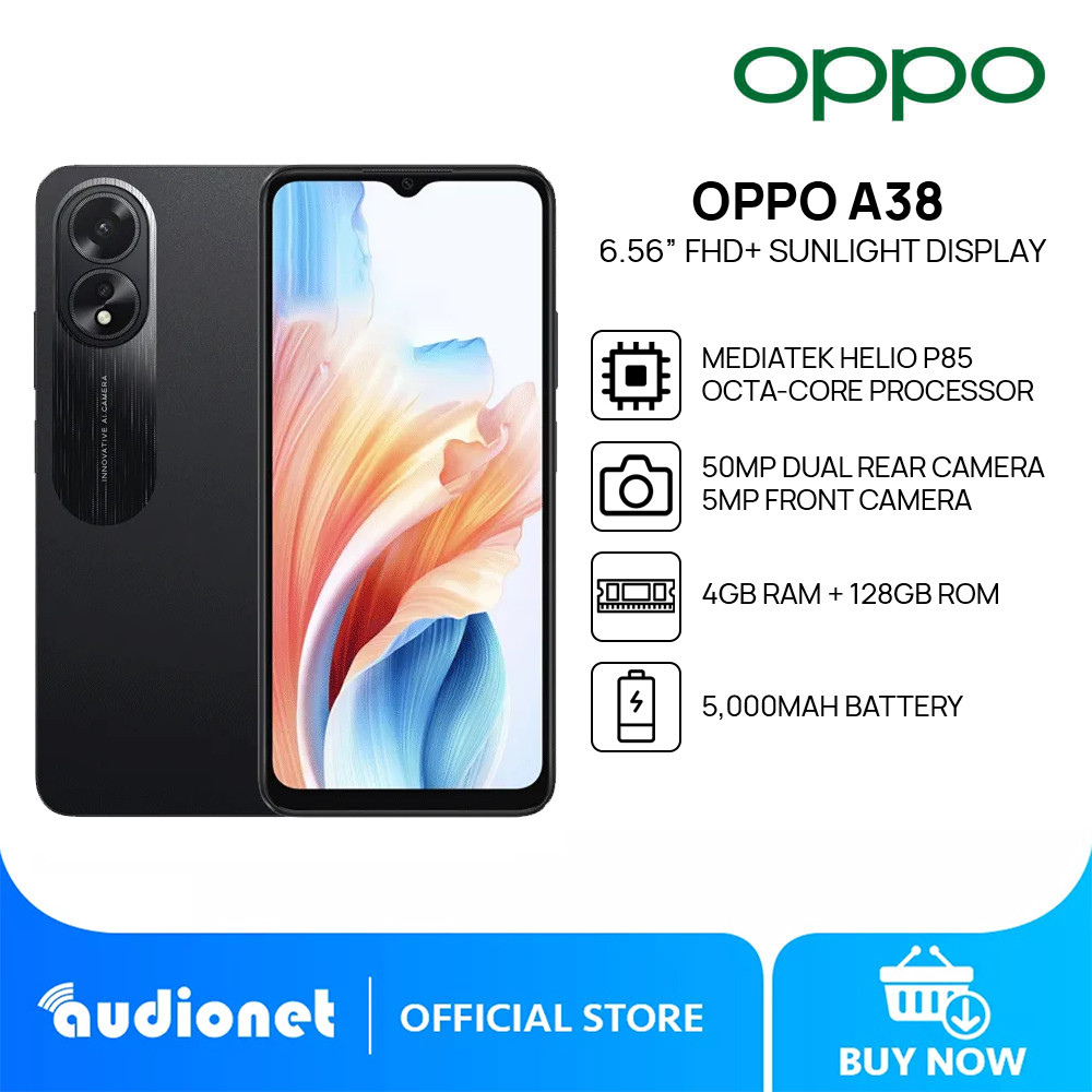 Oppo A38 Smartphone | 4GB+128GB | MediaTek Helio G85 | 6.56” HD+ Display |  50MP Main Camera | 5000