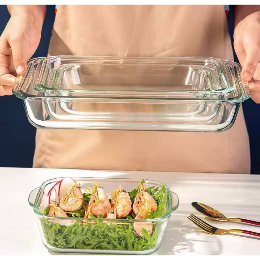 1L / 1.6L / 2.2L / 3L Microwavable Tempered Glass Rectangular Bakeware ...