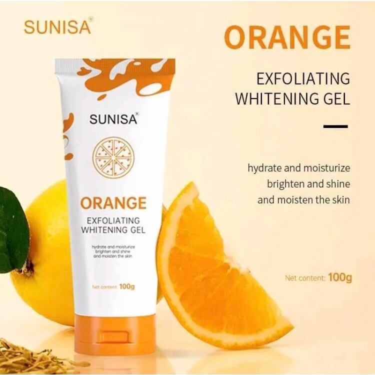 100g Amanda Sunisa Orange Exfoliating Whitening Gel For Deep Cleansing And Skin Renewal Shopee 