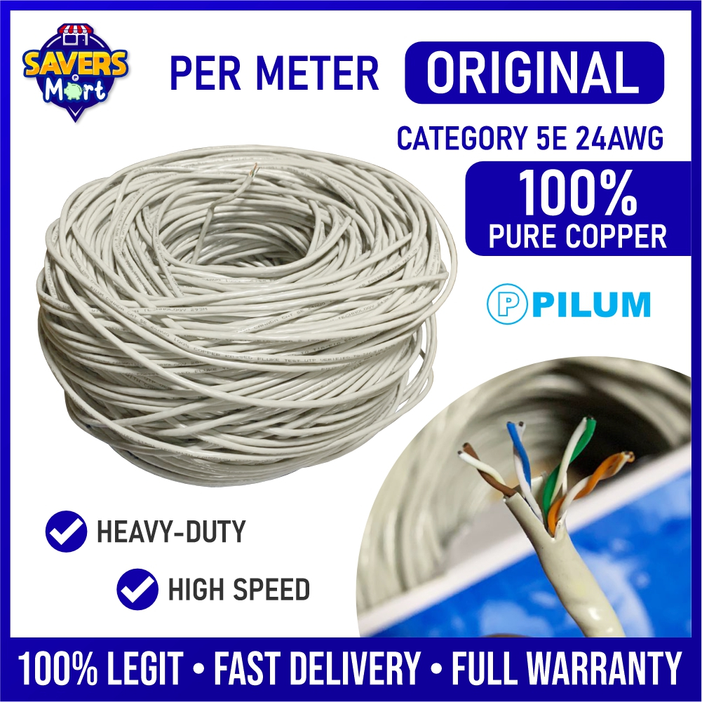 Cat5E Pure Copper Per Meter / 24AWG / UTP Cable / ORIGINAL Shopee