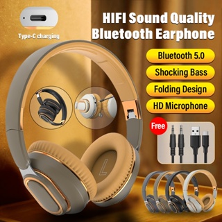 Generic Headphones Bluetooth Headset Earphone Wireless Headphones Stereo  Foldable Sport Earphone Microphone Headset Handfree MP3 Player(Gold Black)