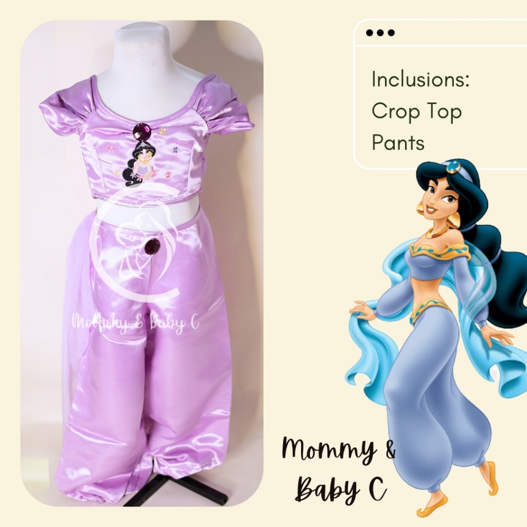 D sney Aladdin Princess Jasmine Babies Kids Costume Purple Crop Top Terno