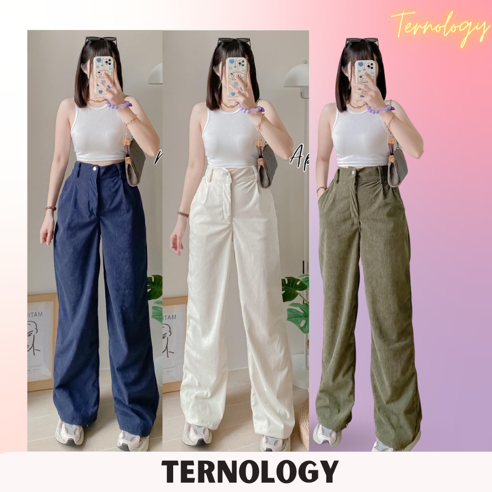 WIDELEG PANTS RETRO LONGPANTS CORDUROY FLAREPANTS | Shopee Philippines