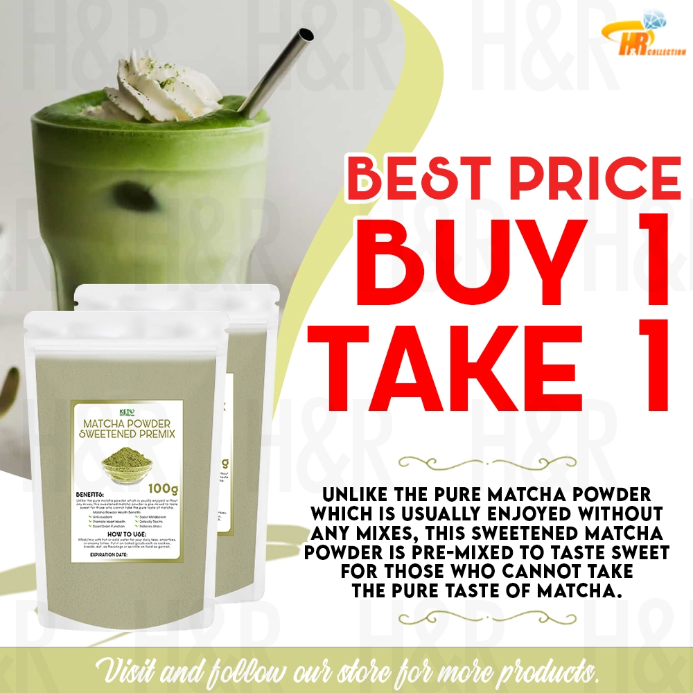 BUY 1 TAKE 1 Matcha Powder SWEETENED PREMIX 100g, Body Detox ...