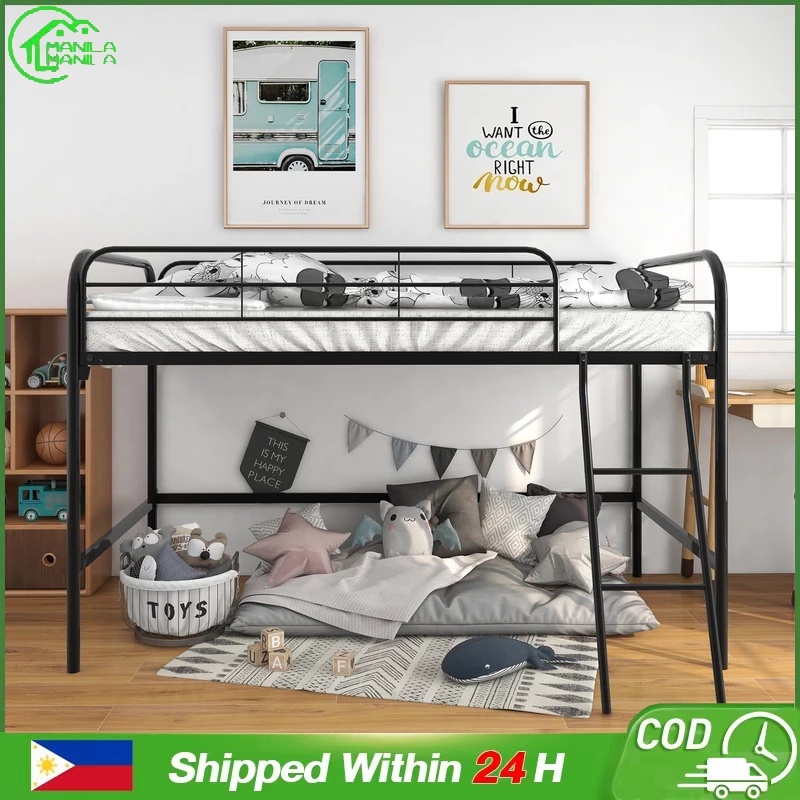 190CM Double Deck Bed Loft Bed Iron Frame Bed Dormitory Bed Save Space