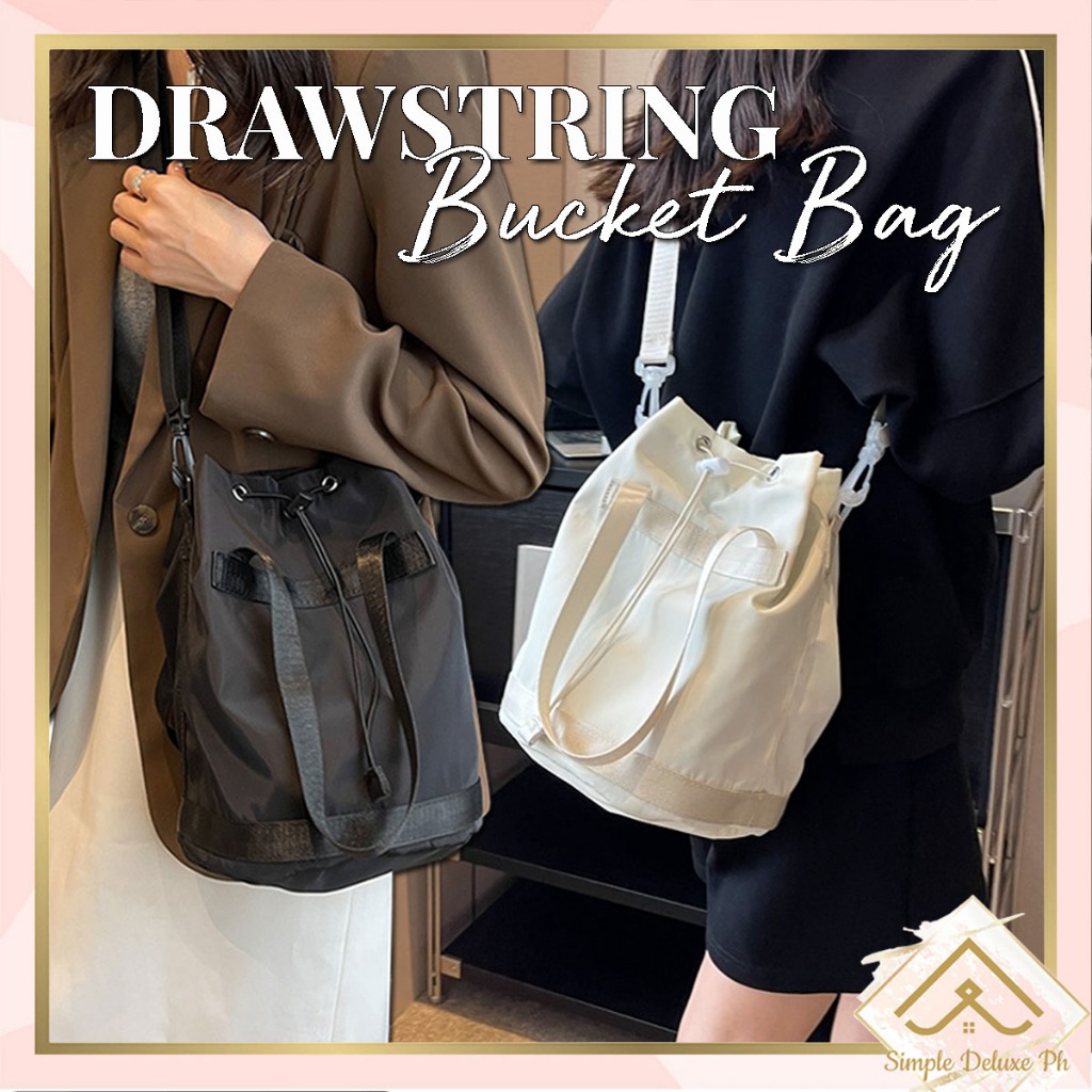 Nylon Drawstring Bucket Bag Women Sling Bags Korean Fashion Handbags