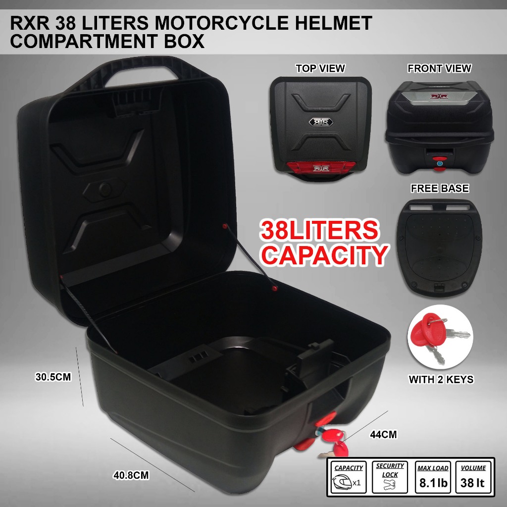 RXR 38 Liters Motorcycle Compartment Box Compartment Motorcycle Helmet ...