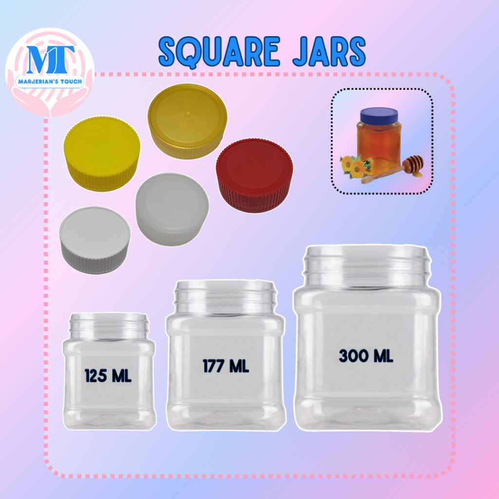 CLEAR SQUARE JARS FOR REPACKING OF CHOCOLATES & CANDIES PEANUT BUTTER