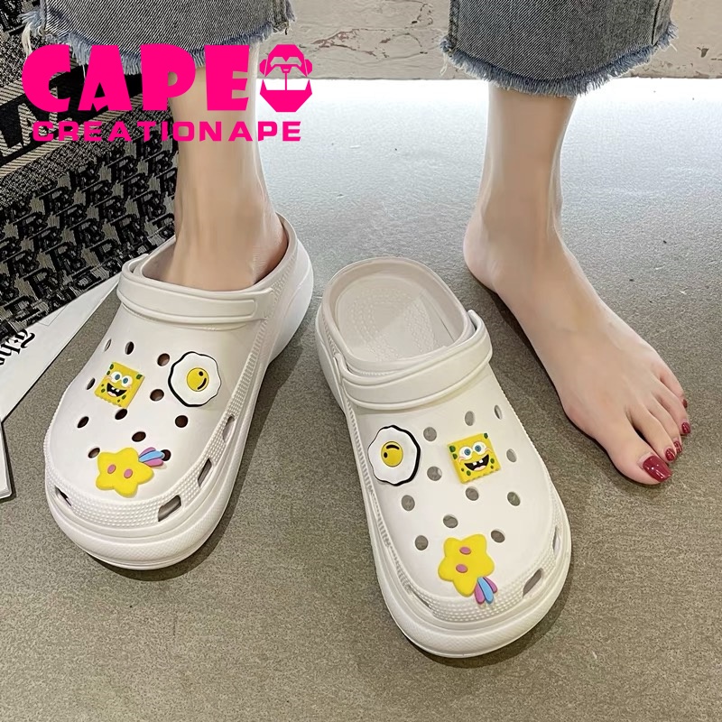 Crocs platform high-heeled sandals Thick bottom crocs clog korean style ...
