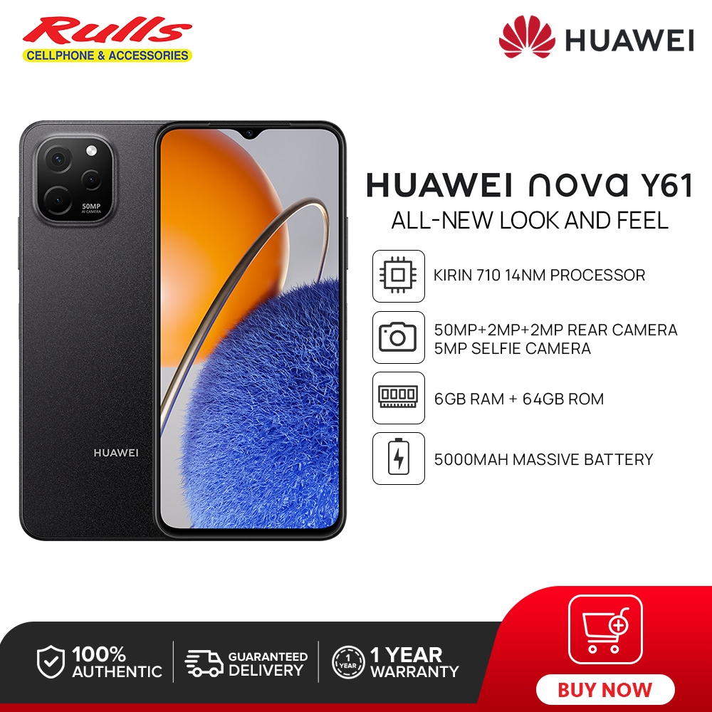 Huawei Nova Y61 Smartphone 6gb 64gb 50 Mp Ai Triple Camera 225