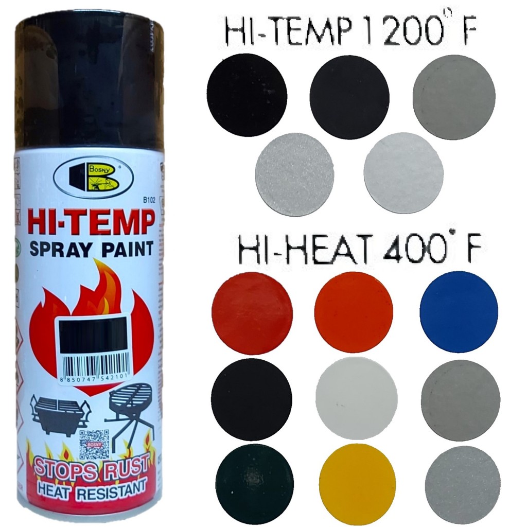 Bosny Hi Temp Spray Paint High Heat Resistant B102 (Available in ...