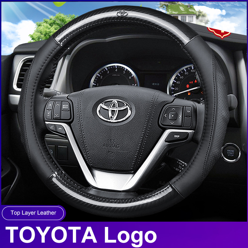 Anak Massage Carbon Fiber Car Steering Wheel Cover Leather for toyota
